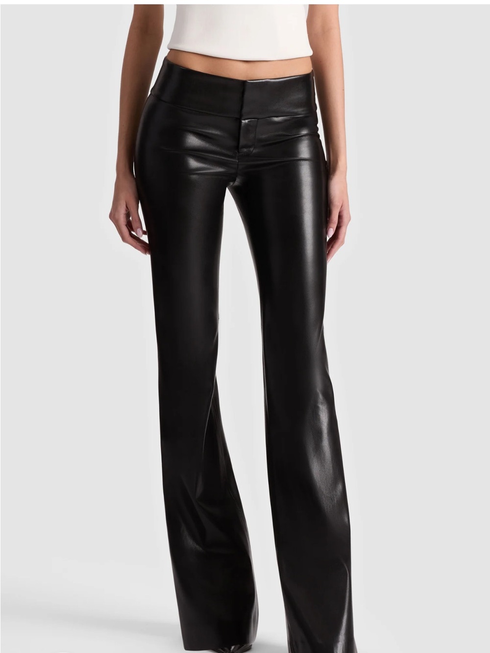 Alice + Olivia Black Faux Leather Flare Pants